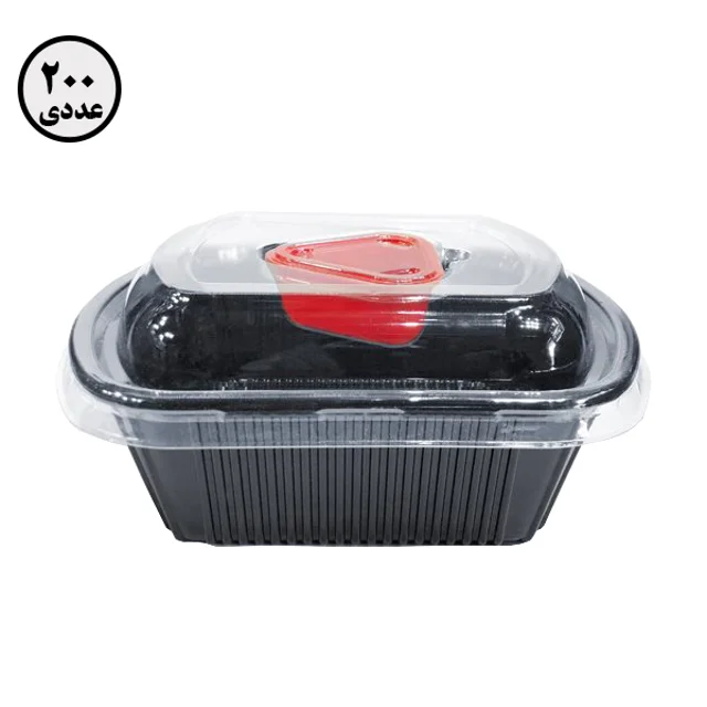 ظرف سالاد مشکی مهرپارسا کد 608 به همراه درب و سس کاپ ( 200 عددی )
