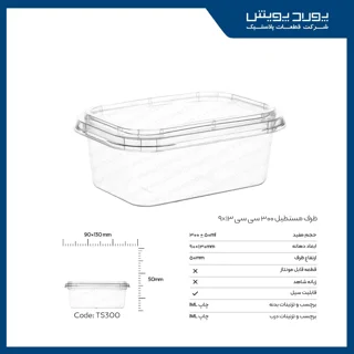 ظرف مستطیل 300 سی سی پولاد پویش